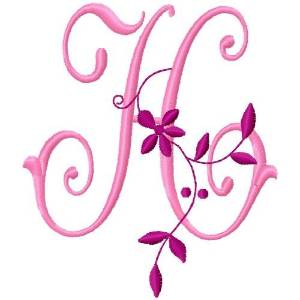 Picture of Floral Monogram  H Machine Embroidery Design