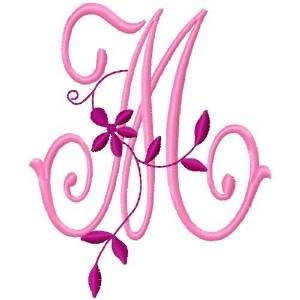 Picture of Floral Monogram  M Machine Embroidery Design