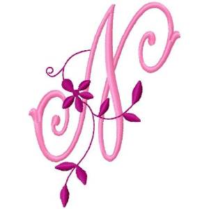 Picture of Floral Monogram  N Machine Embroidery Design
