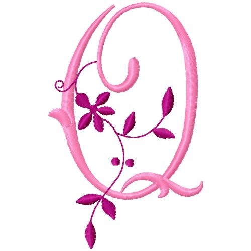 Floral Monogram  Q Machine Embroidery Design