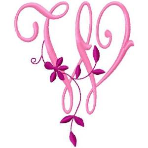Picture of Floral Monogram  W Machine Embroidery Design