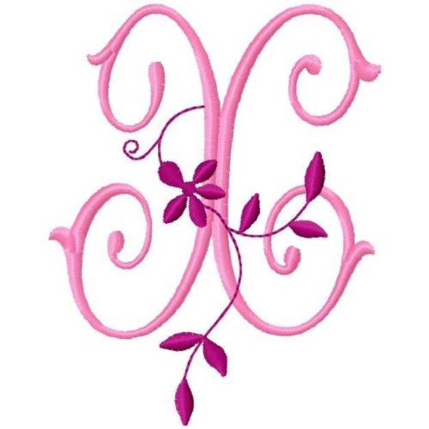 Picture of Floral Monogram  X Machine Embroidery Design