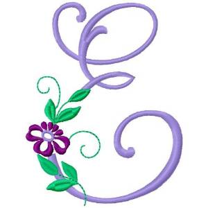 Picture of Floral Monogram Font E Machine Embroidery Design