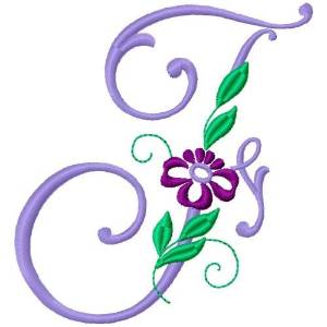 Picture of Floral Monogram Font F Machine Embroidery Design
