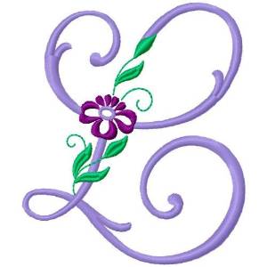 Picture of Floral Monogram Font L Machine Embroidery Design