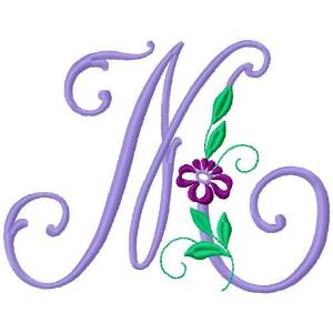 Picture of Floral Monogram Font M Machine Embroidery Design