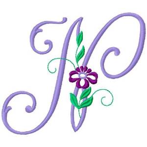 Picture of Floral Monogram Font N Machine Embroidery Design