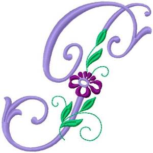 Picture of Floral Monogram Font P Machine Embroidery Design