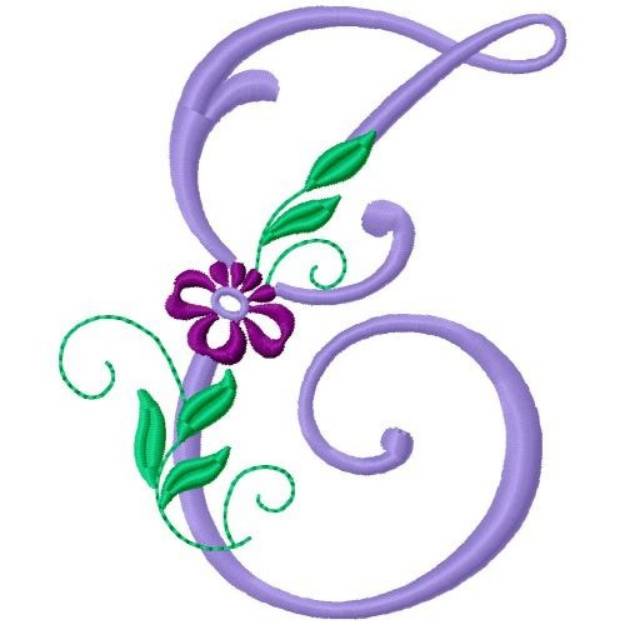 Picture of Floral Monogram Font T Machine Embroidery Design