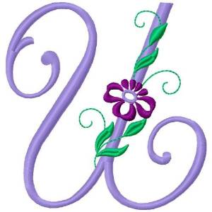 Picture of Floral Monogram Font U Machine Embroidery Design