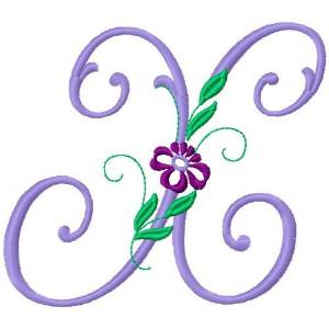 Picture of Floral Monogram Font X Machine Embroidery Design