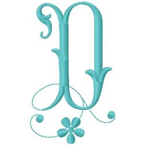 Picture of Floral Monogram Font D Machine Embroidery Design