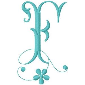 Picture of Floral Monogram Font F Machine Embroidery Design
