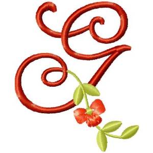 Picture of Floral Monogram Font G Machine Embroidery Design