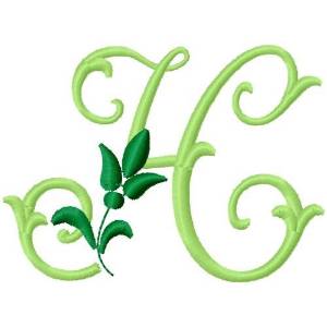 Picture of Greenery Monogram Font H Machine Embroidery Design