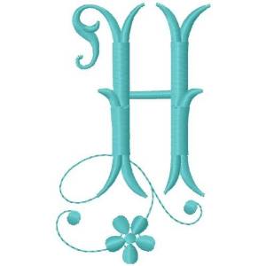 Picture of Floral Monogram Font H Machine Embroidery Design