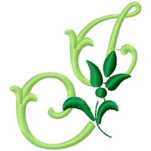 Picture of Greenery Monogram Font J Machine Embroidery Design