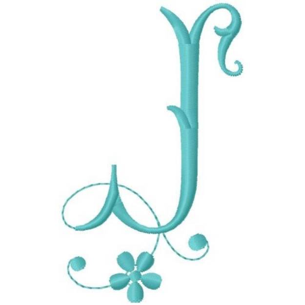 Picture of Floral Monogram Font J Machine Embroidery Design