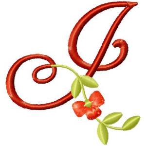 Picture of Floral Monogram Font J Machine Embroidery Design