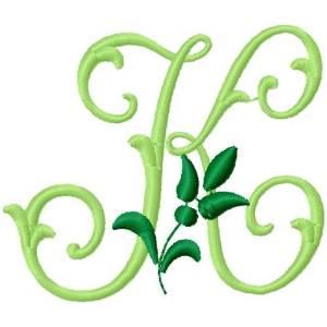 Picture of Greenery Monogram Font K Machine Embroidery Design