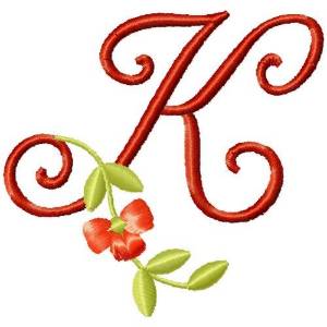 Picture of Floral Monogram Font K Machine Embroidery Design