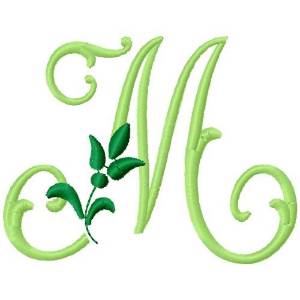 Picture of Greenery Monogram Font M Machine Embroidery Design