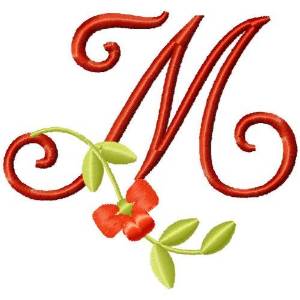 Picture of Floral Monogram Font M Machine Embroidery Design