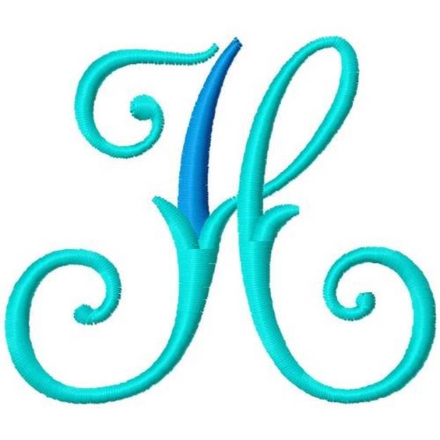 Picture of Blue Monogram Font H Machine Embroidery Design