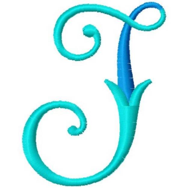 Picture of Blue Monogram Font J Machine Embroidery Design