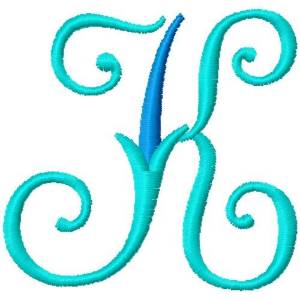Picture of Blue Monogram Font K Machine Embroidery Design