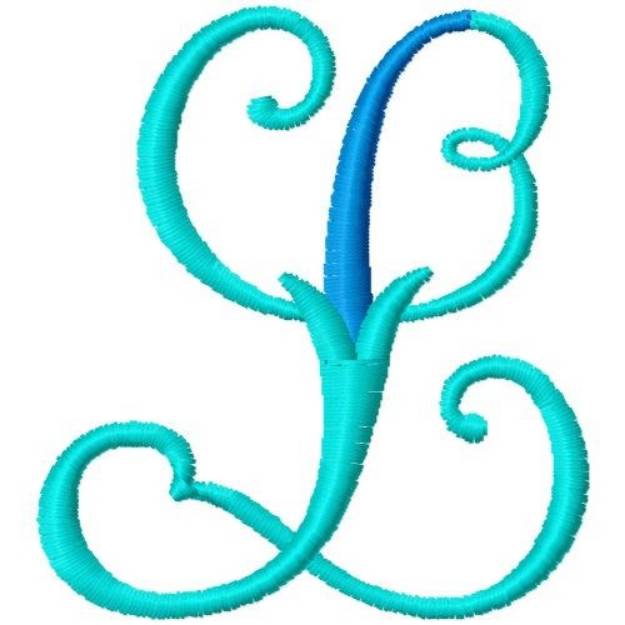 Picture of Blue Monogram Font L Machine Embroidery Design