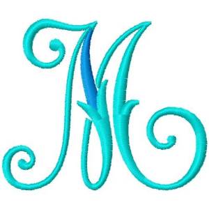 Picture of Blue Monogram Font M Machine Embroidery Design