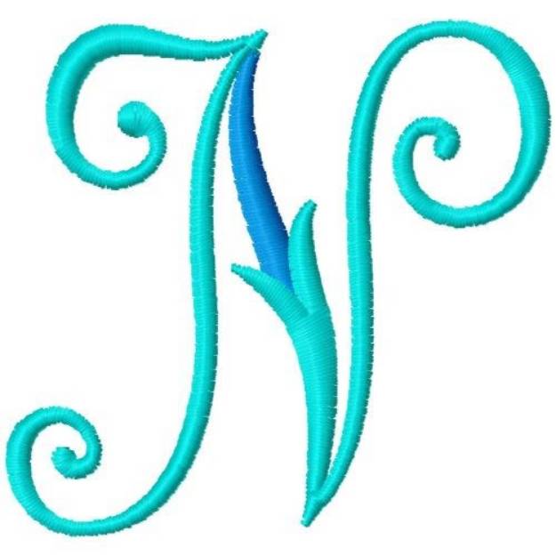 Picture of Blue Monogram Font N Machine Embroidery Design