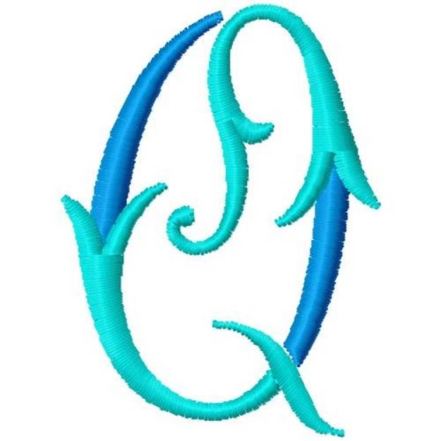 Picture of Blue Monogram Font Q Machine Embroidery Design