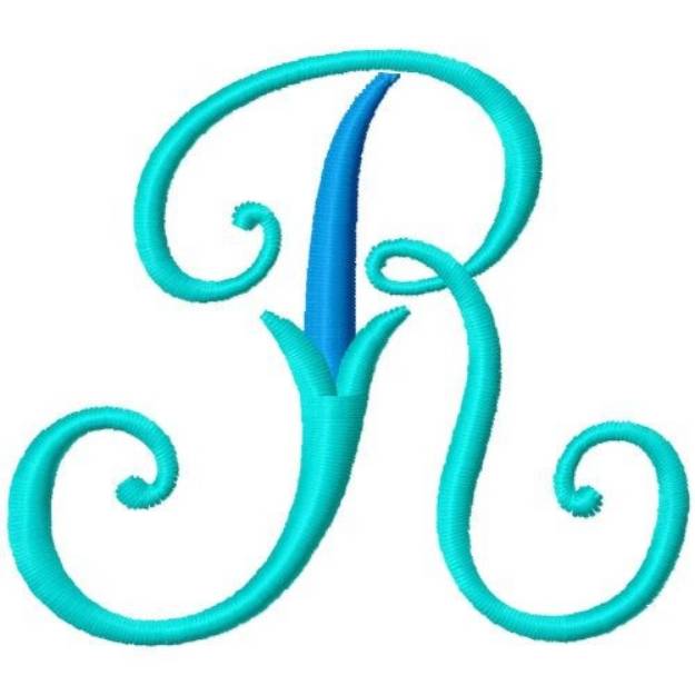 Picture of Blue Monogram Font R Machine Embroidery Design