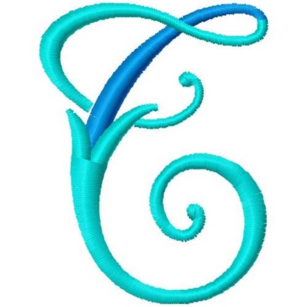 Picture of Blue Monogram Font T Machine Embroidery Design