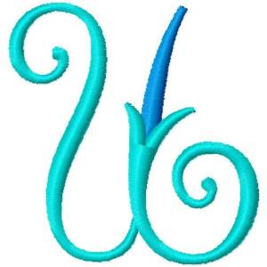 Picture of Blue Monogram Font U Machine Embroidery Design