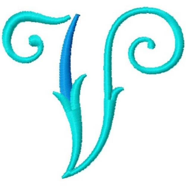 Picture of Blue Monogram Font V Machine Embroidery Design