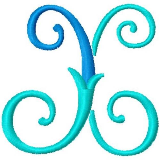 Picture of Blue Monogram Font X Machine Embroidery Design