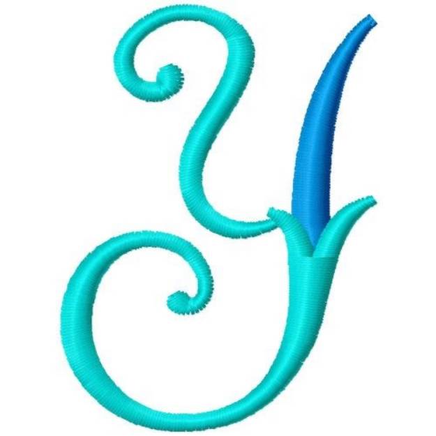 Picture of Blue Monogram Font Y Machine Embroidery Design