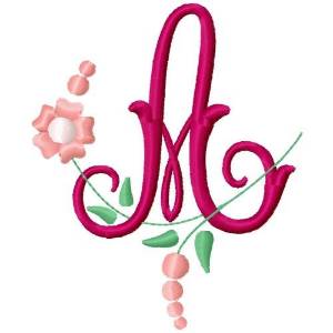 Picture of Floral Monogram Letter A Machine Embroidery Design