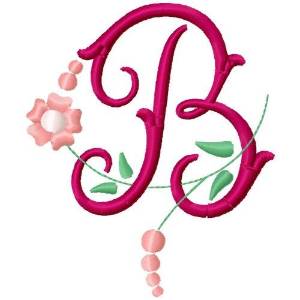 Picture of Floral Monogram Letter B Machine Embroidery Design