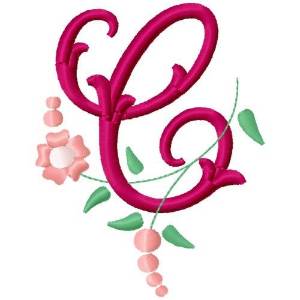 Picture of Floral Monogram Letter C Machine Embroidery Design