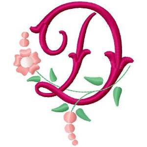 Picture of Floral Monogram Letter D Machine Embroidery Design