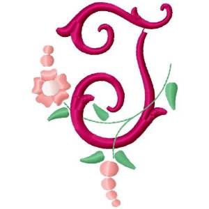Picture of Floral Monogram Letter F Machine Embroidery Design