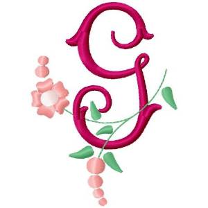 Picture of Floral Monogram Letter G Machine Embroidery Design