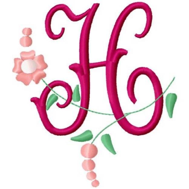 Picture of Floral Monogram Letter H Machine Embroidery Design