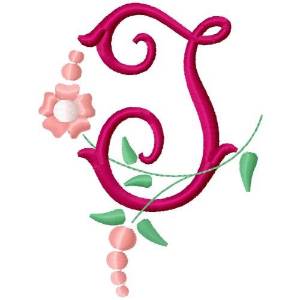Picture of Floral Monogram Letter I Machine Embroidery Design