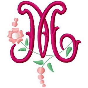Picture of Floral Monogram Letter M Machine Embroidery Design