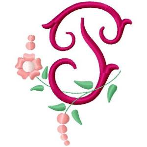 Picture of Floral Monogram Letter P Machine Embroidery Design